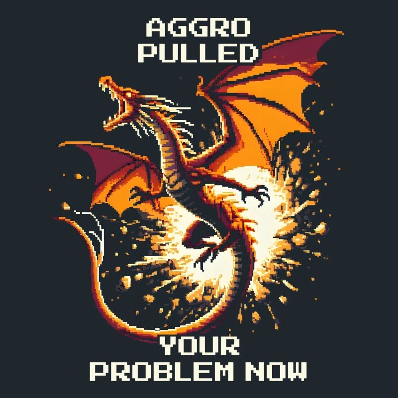 Aggro gezogen – dein Problem | Drache Pixel Art