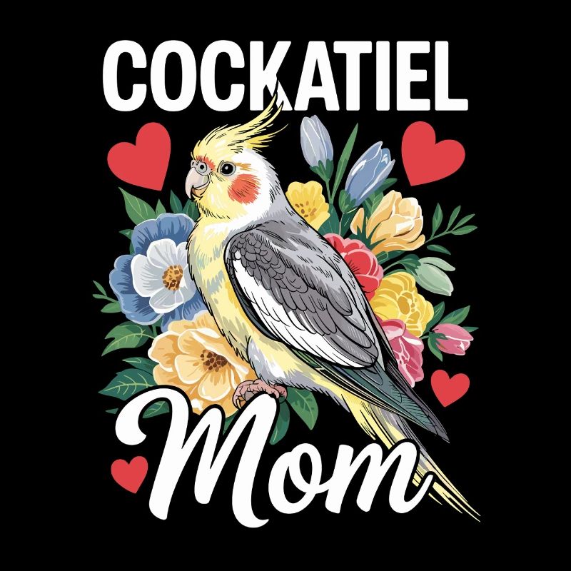calopsitte maman oiseau fleurs coeur