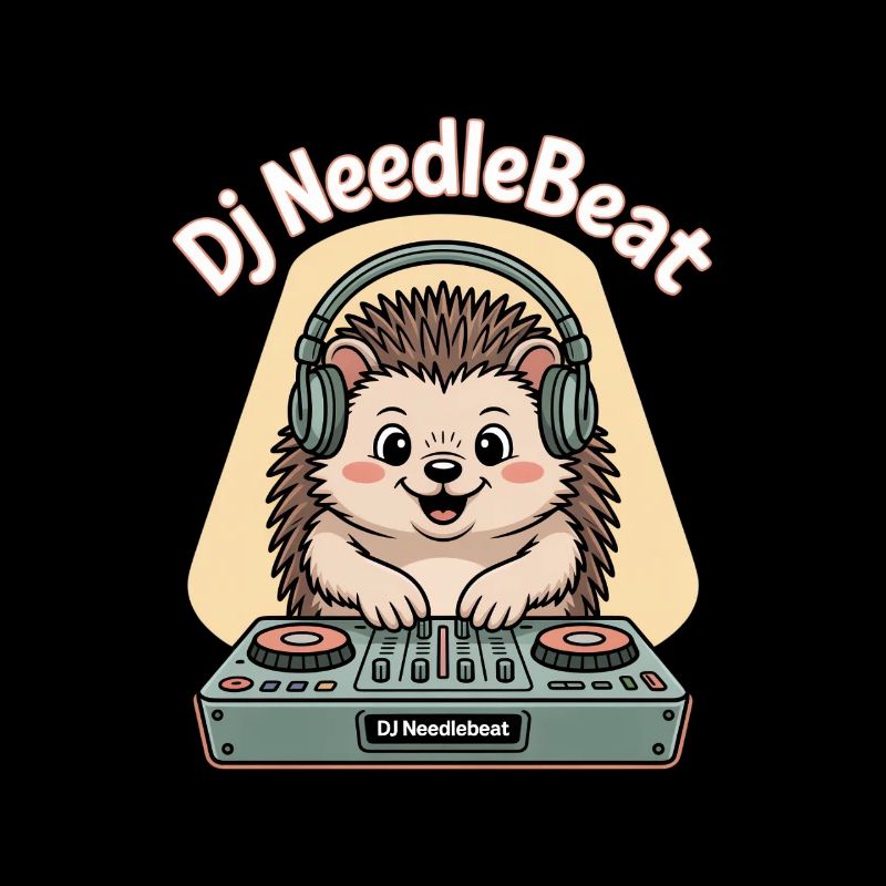Dj NeedleBeat hérisson DJ avec des écouteurs sur le podium