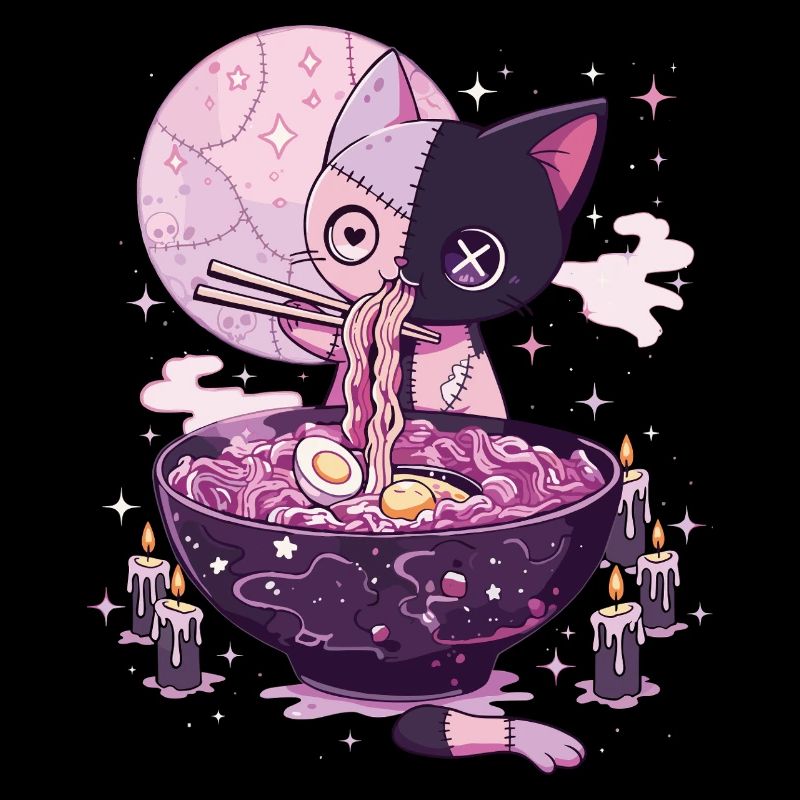 Kawaii Goth Pastel Chat Zombie Ramen
