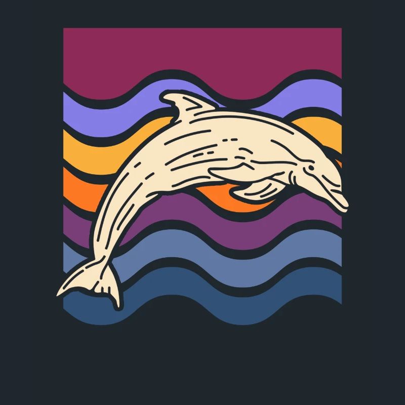 Delfin auf farbigen Wellen
