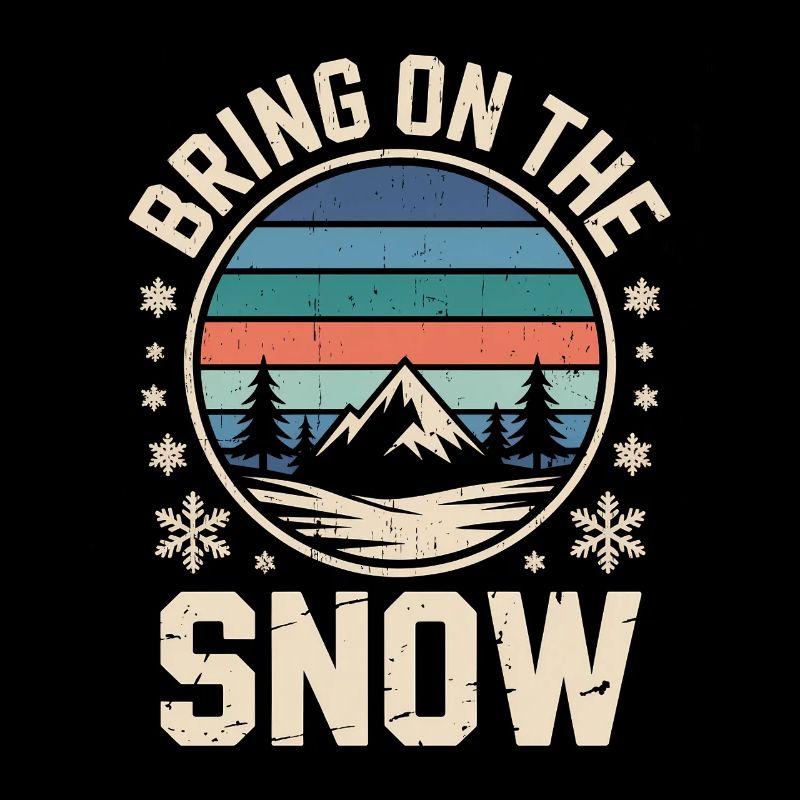 Bring On The Snow Retro Berg  Winter Schneeflocken
