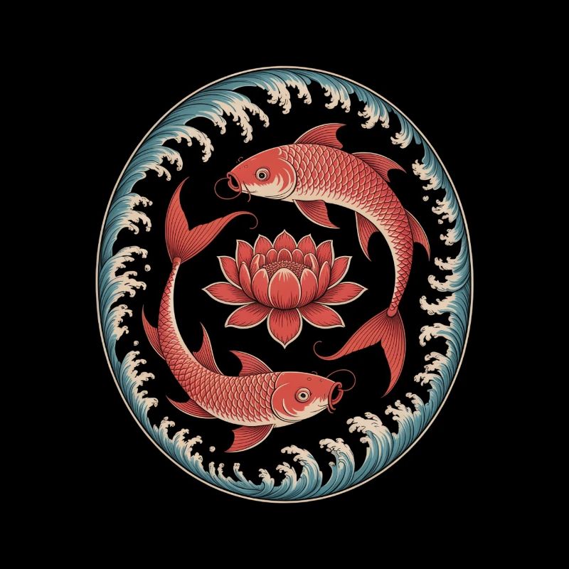 Les carpes koï et la fleur de lotus dans l’eau