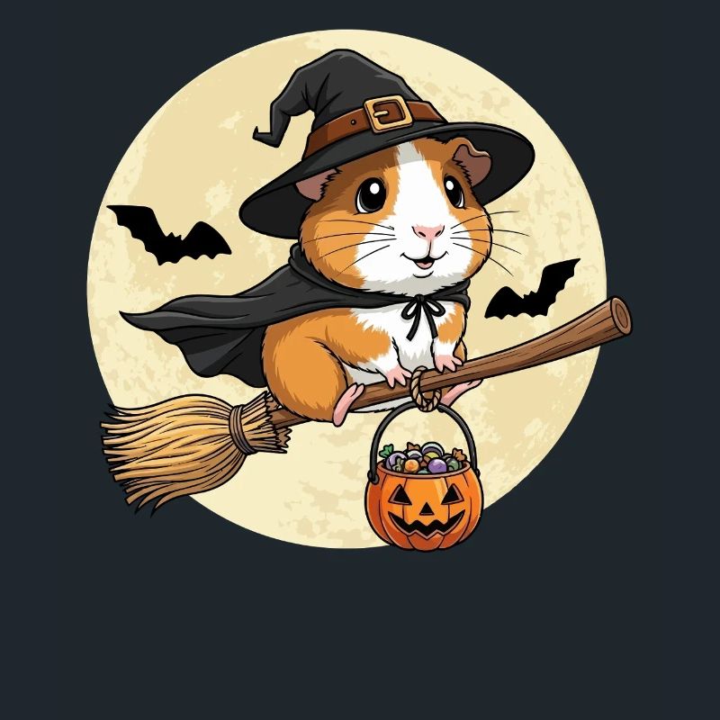 mignon cochon d’Inde sorcière Halloween