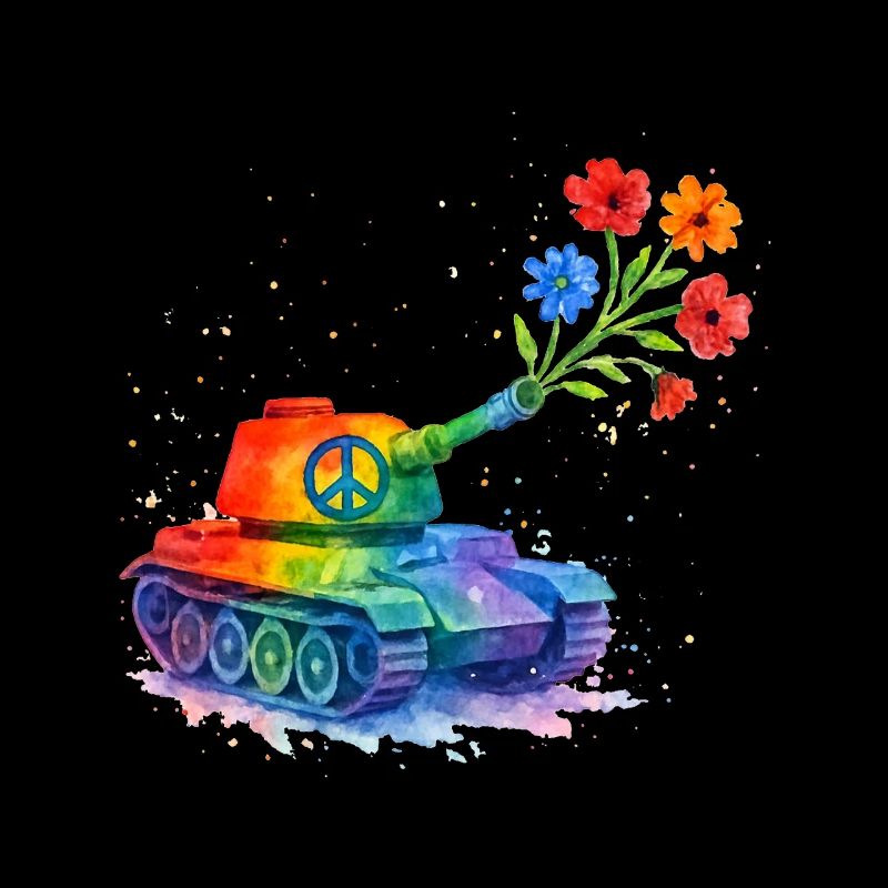 Regenbogen Panzer Peace – Watercolor Antikrieg