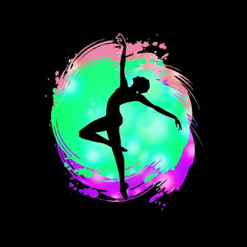 Silhouette de danseuse néon éclaboussure