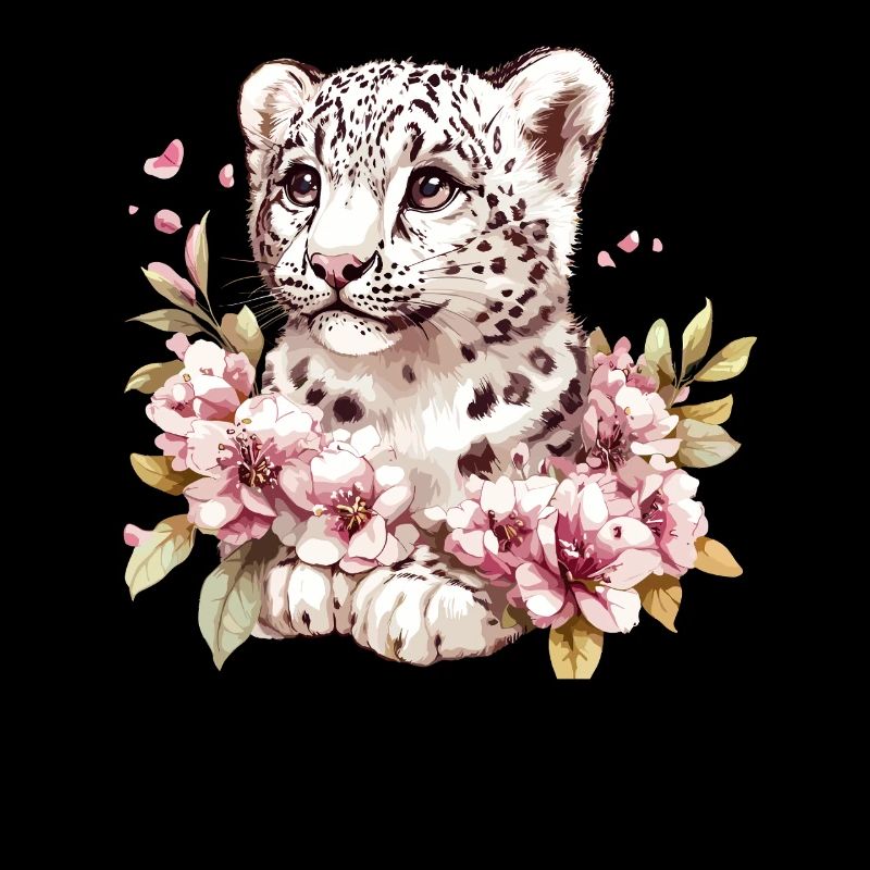 Petit léopard avec couronne de fleurs