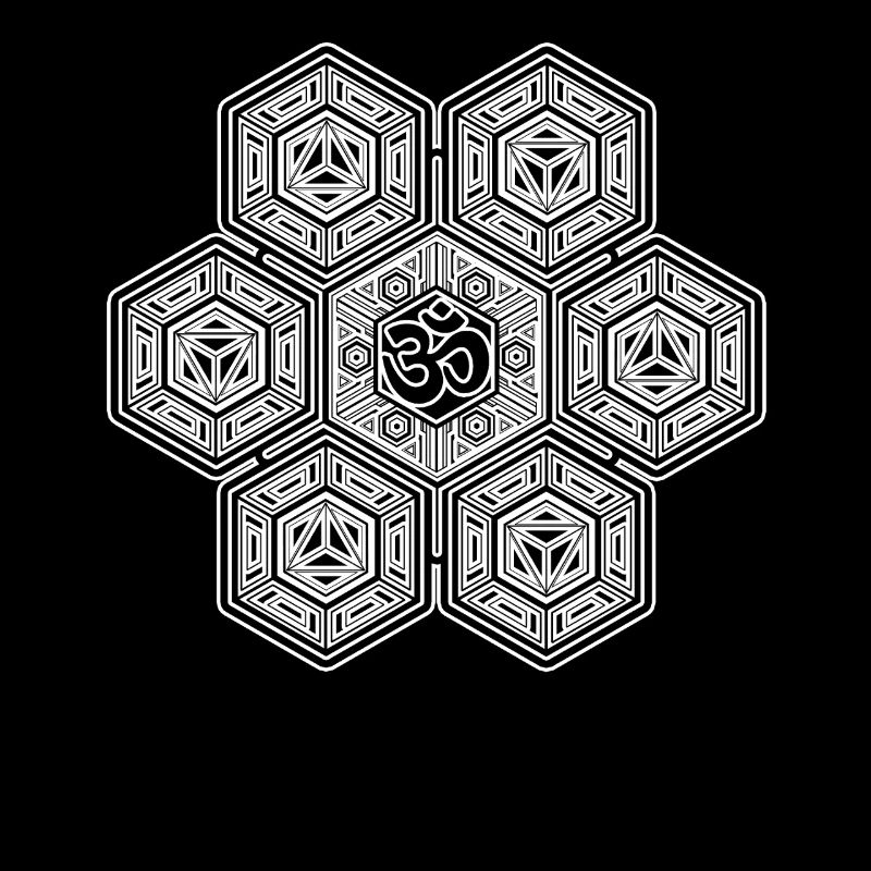 Mandala Sechseck Muster Aum Zeichen Goa Psytrance