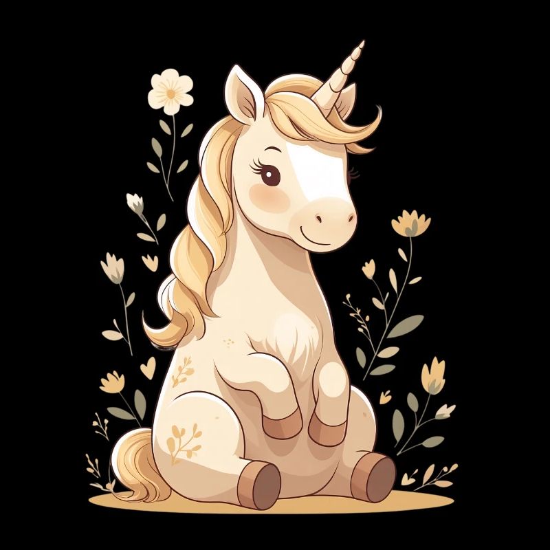 Licorne délicate dans la forêt de fleurs