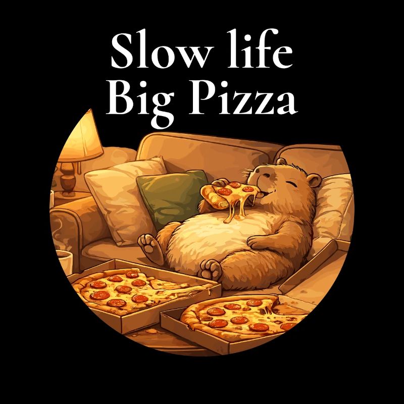Capybara Pizza Sofa Cozy Relax Motif