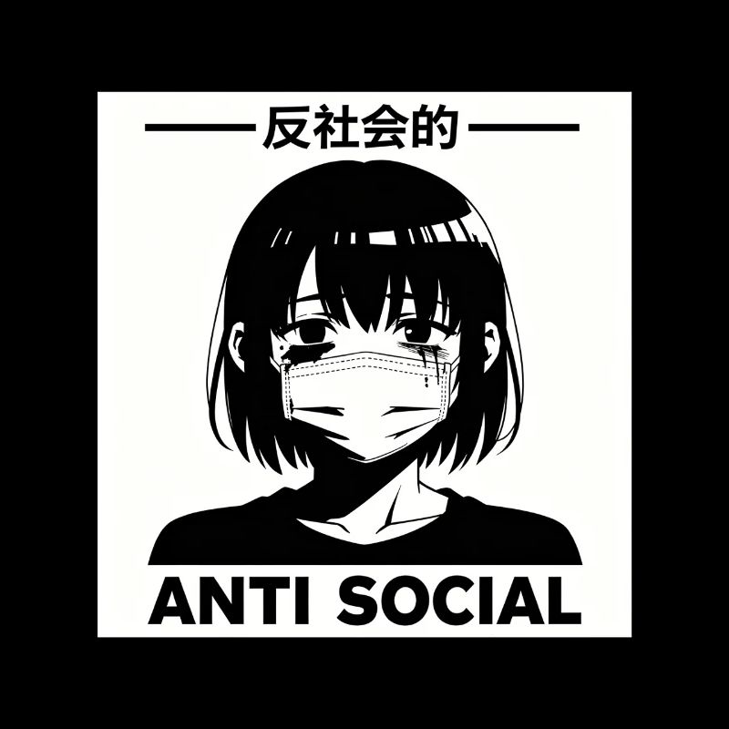 Antisoziales Japanisches Vaporwave Anime Mädchen