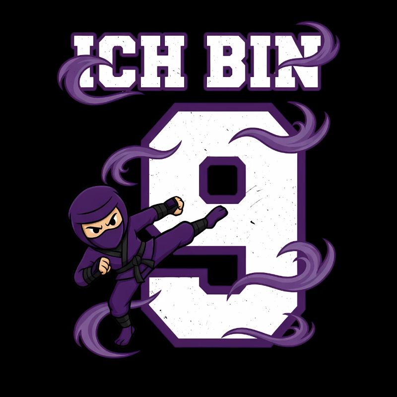 Ich bin 9 Ninja 9. Geburtstag Lila Karate