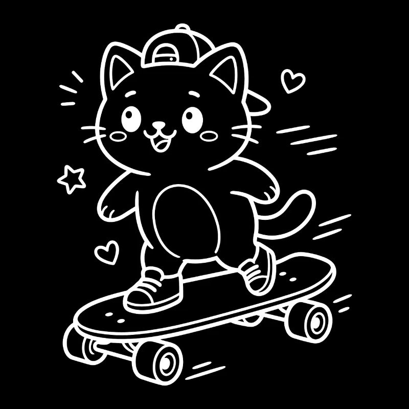 Skateboarding Kawaii Cat
