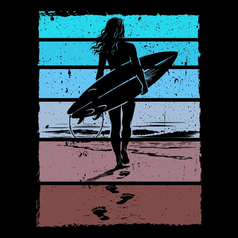 Surfer Retro Vintage Sunset Beach