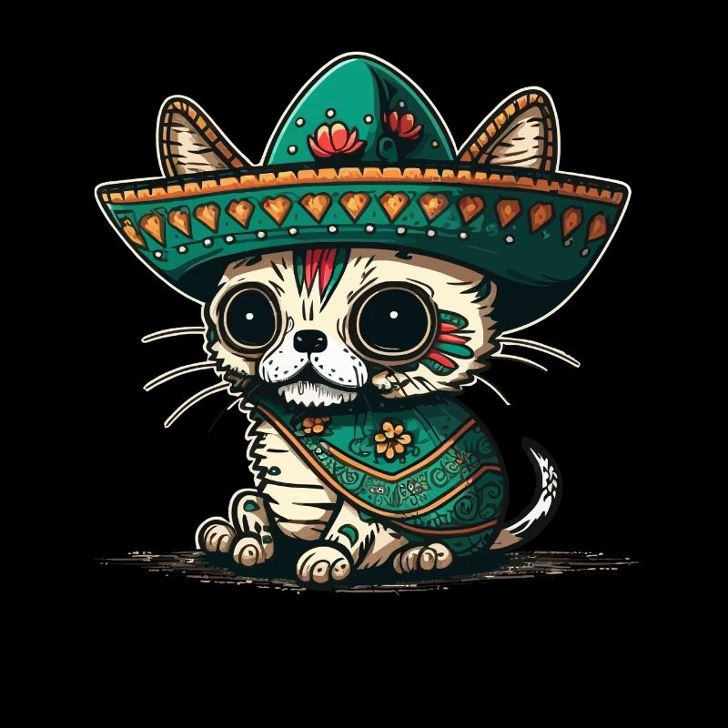Cat Mexican Sugar Skull Sombrero