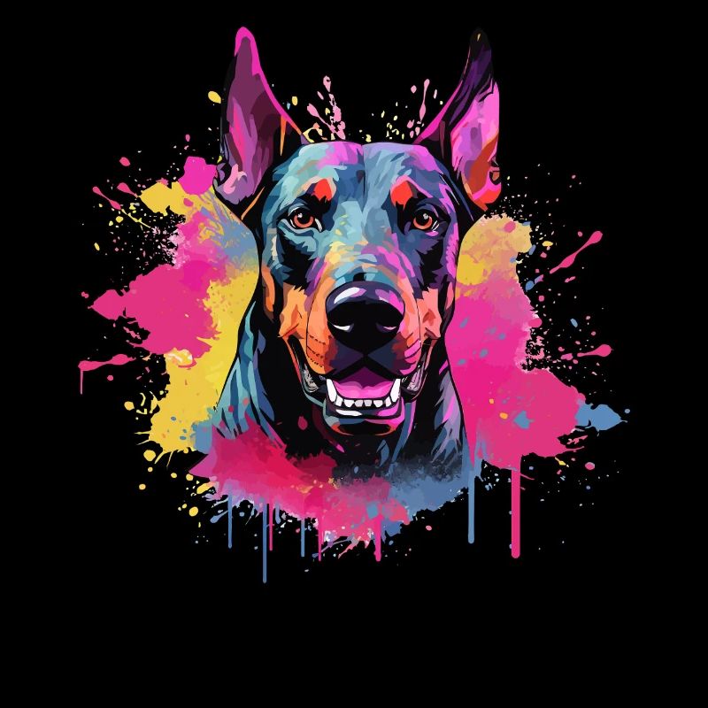 Éclaboussures colorées de Doberman Pinscher pour chien