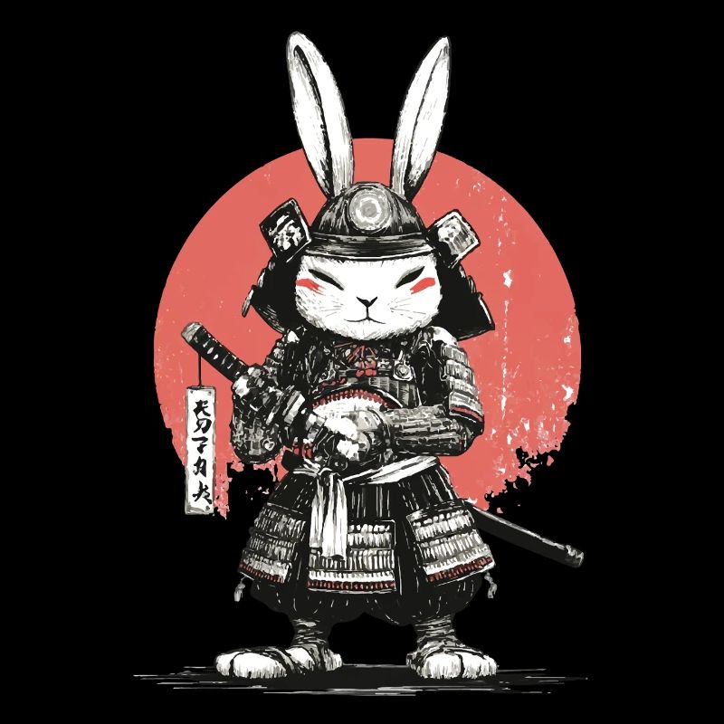 Samurai Rabbit in Armor with Katana