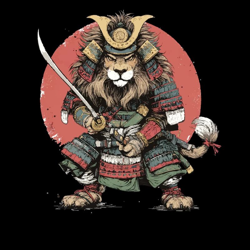 Samurai-Löwe in Rüstung