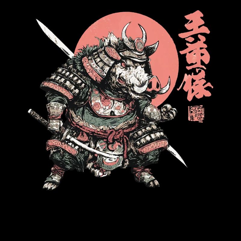 Boar Samurai under Crimson Sun