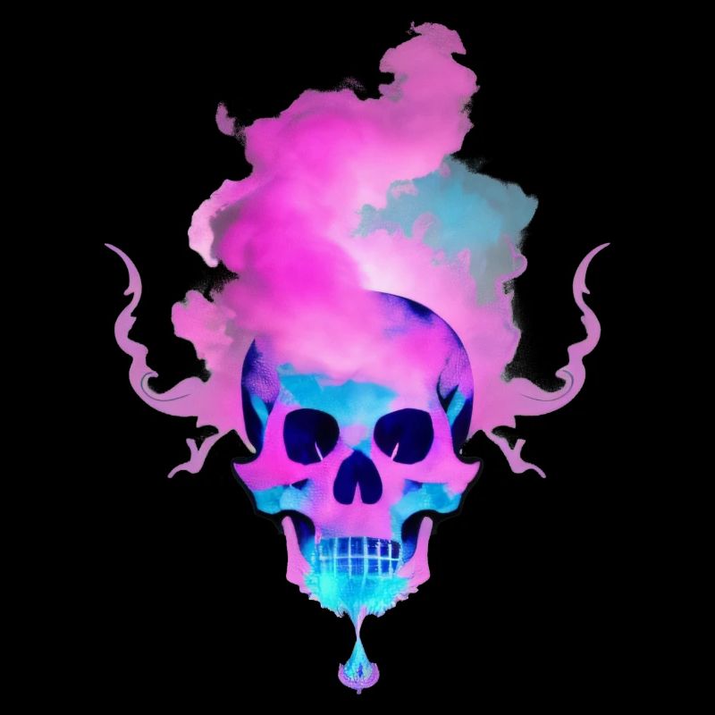 Fire Skull Smoke Pink Skeleton Flames 12