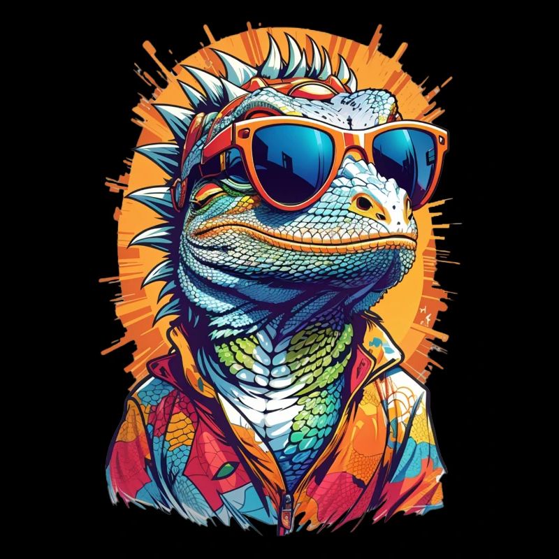 Cool Colourful Lizard in Sunglasses