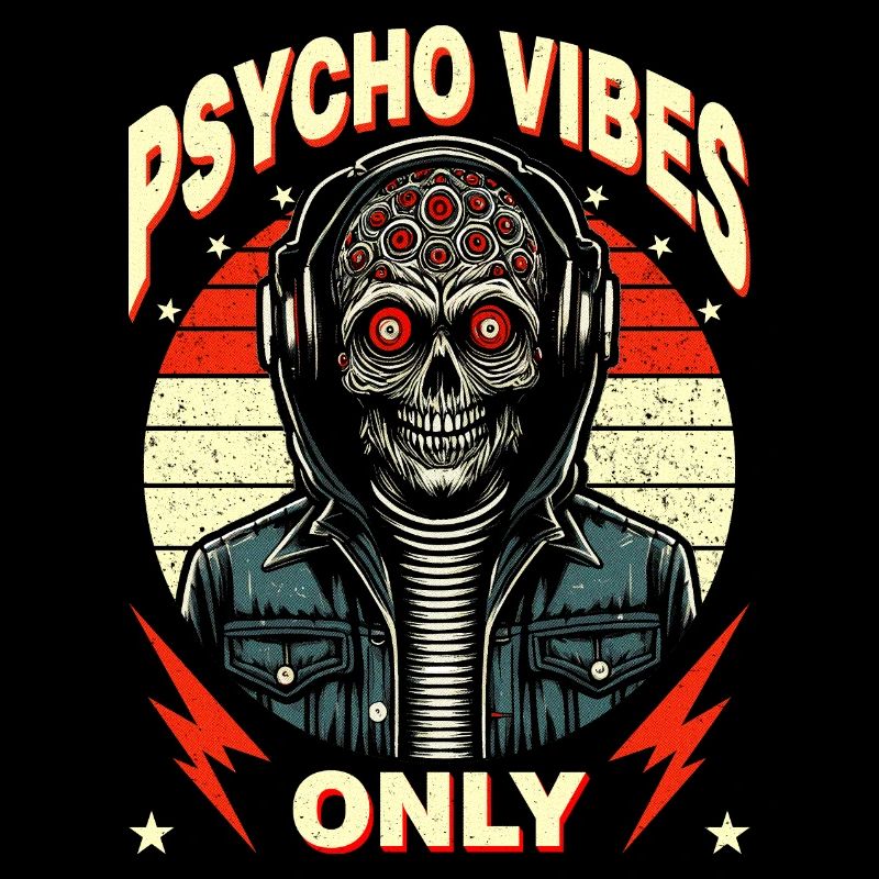 Wild Mutant Skull Design Psycho Vibes Only