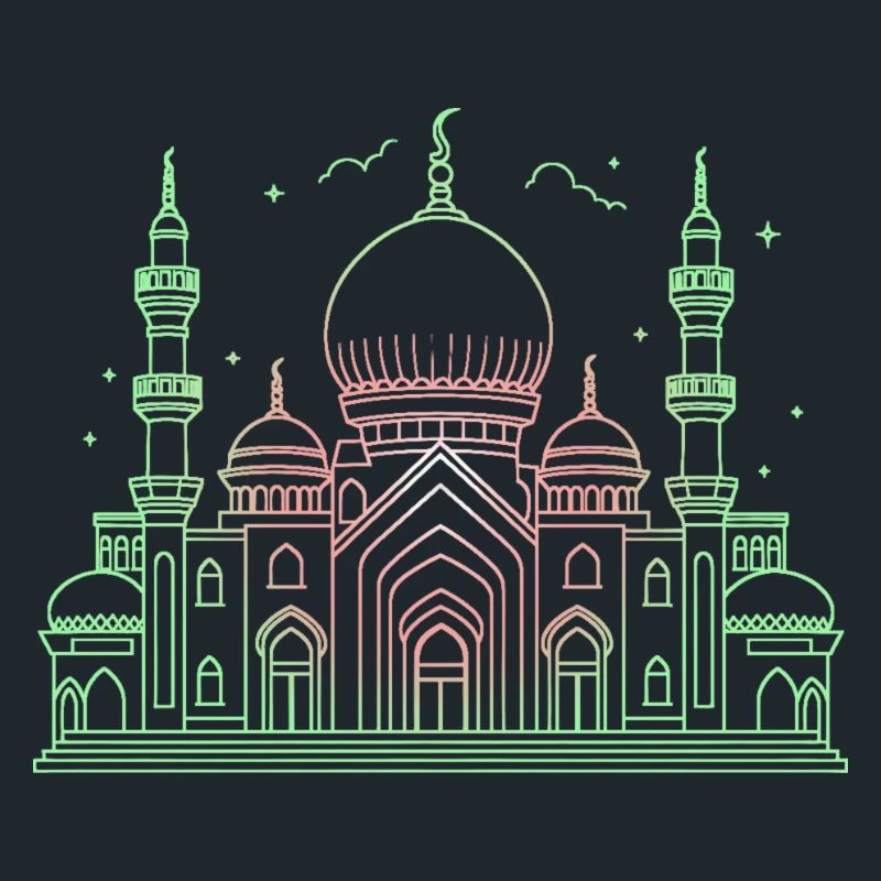 Moschee Stern Halbmond stilisiert grün oder schwarz