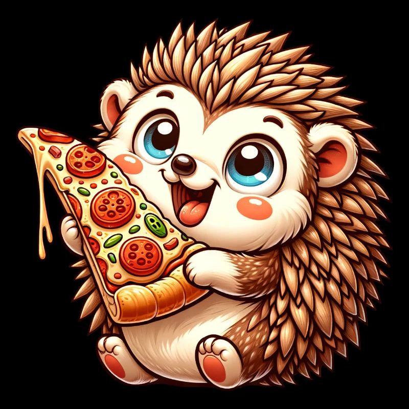 Cute Hedgehog Pizza Lover Comic Italian