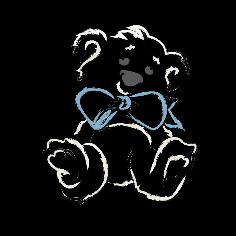 Playful teddy bear with blue bow