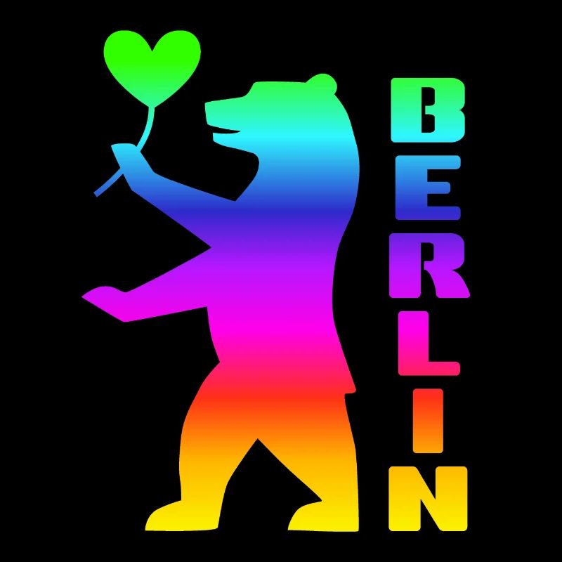 Pride Berliner Bär mit Herz Regenbogen Flagge