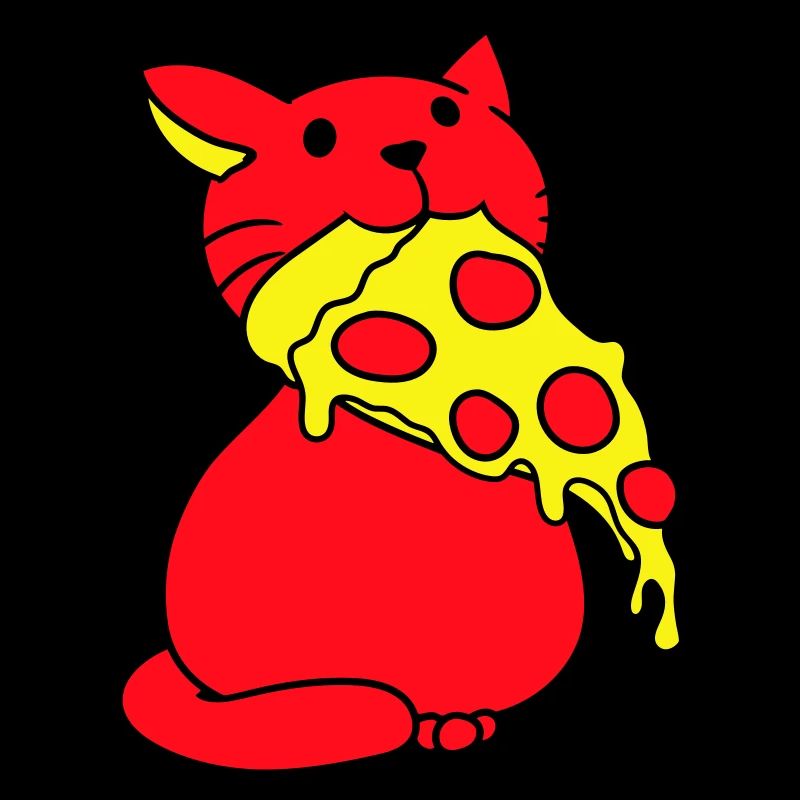 Chat mangeant du salami Pizza Faim Restauration rapide