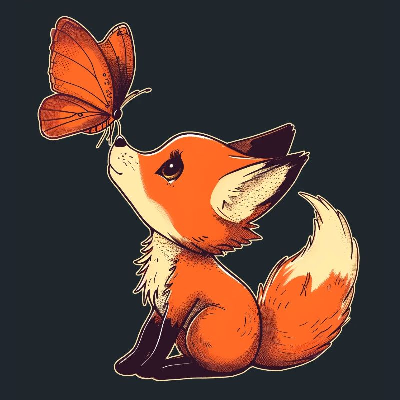Fuchs mit Schmetterling