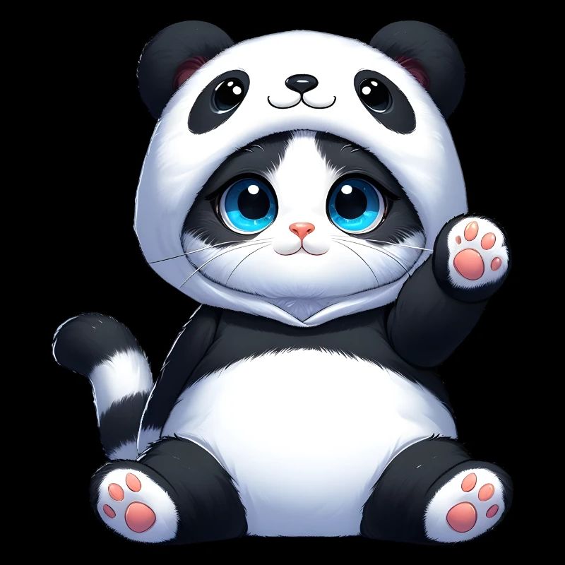 Katze im Panda-Kostüm