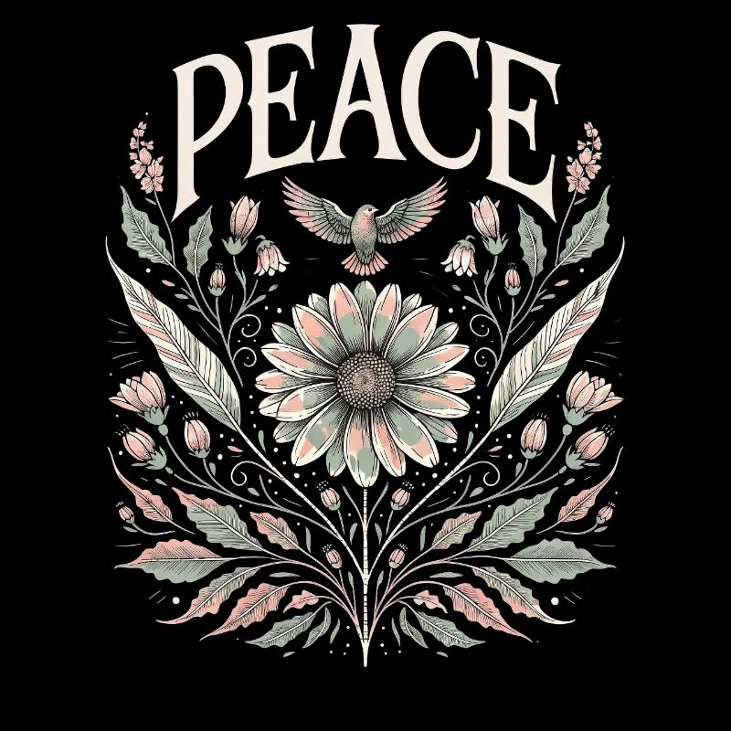 Peace Vintage Floral Design Pastel