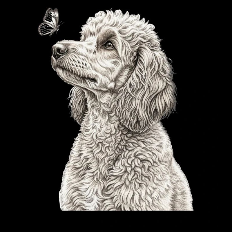 Caniche de style Banksy Vintage Papillon