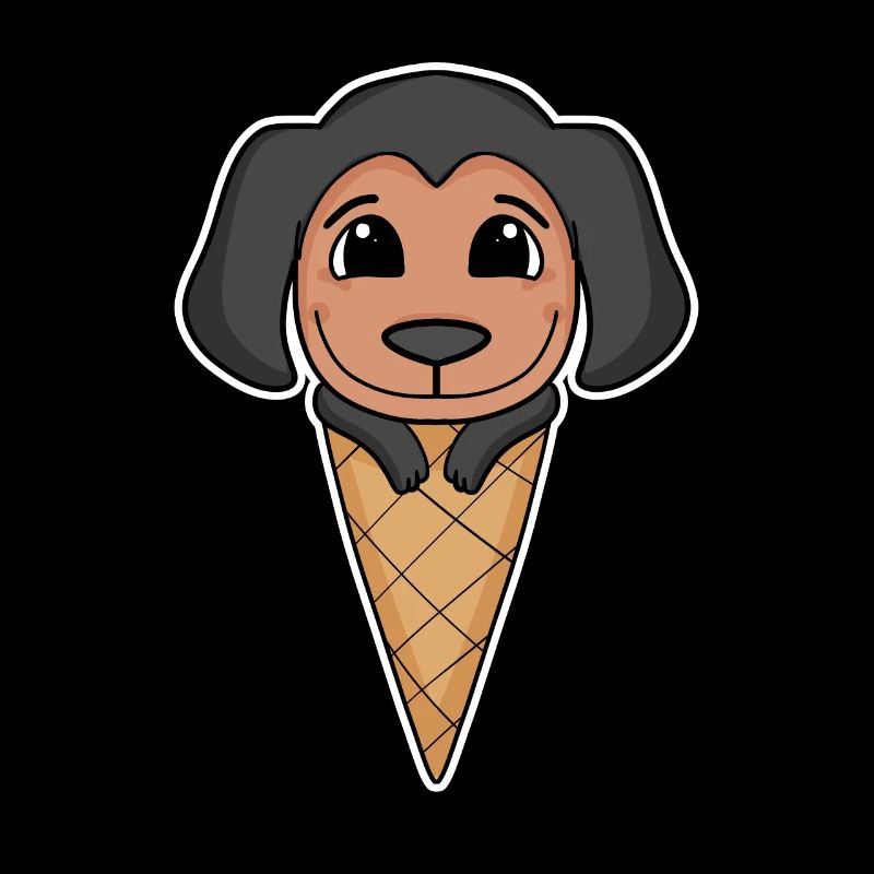 Coonhound avec cornet de crème glacée - crème glacée