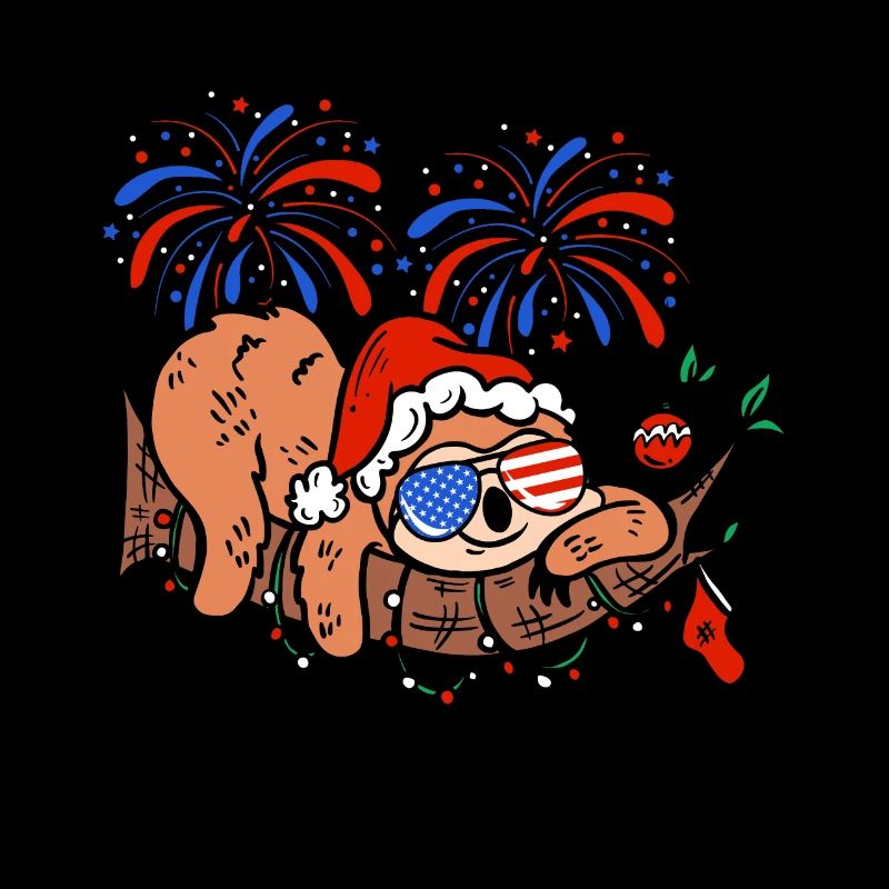 Weihnachtsfaultier 4. Juli Unabhängigkeitstag