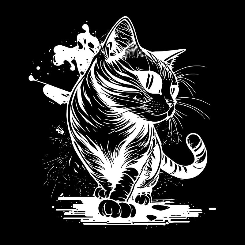 Chat mignon avec des pattes dans le style tatouage