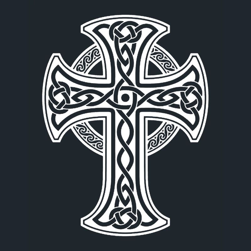 White Celtic cross with circular braid