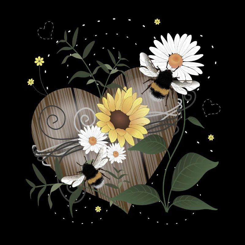 Hummel Herz Holz Blüten