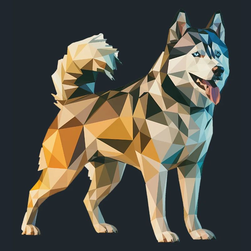 Siberian Husky - Cool Low Poly  Logo