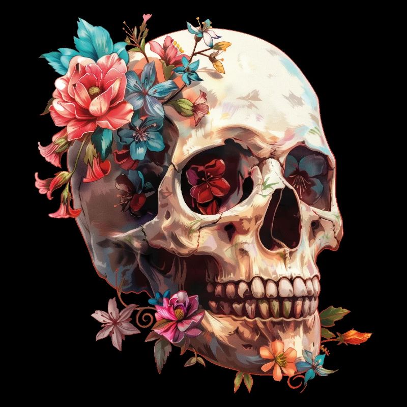 Totenkopf, Schädel mit Blumen