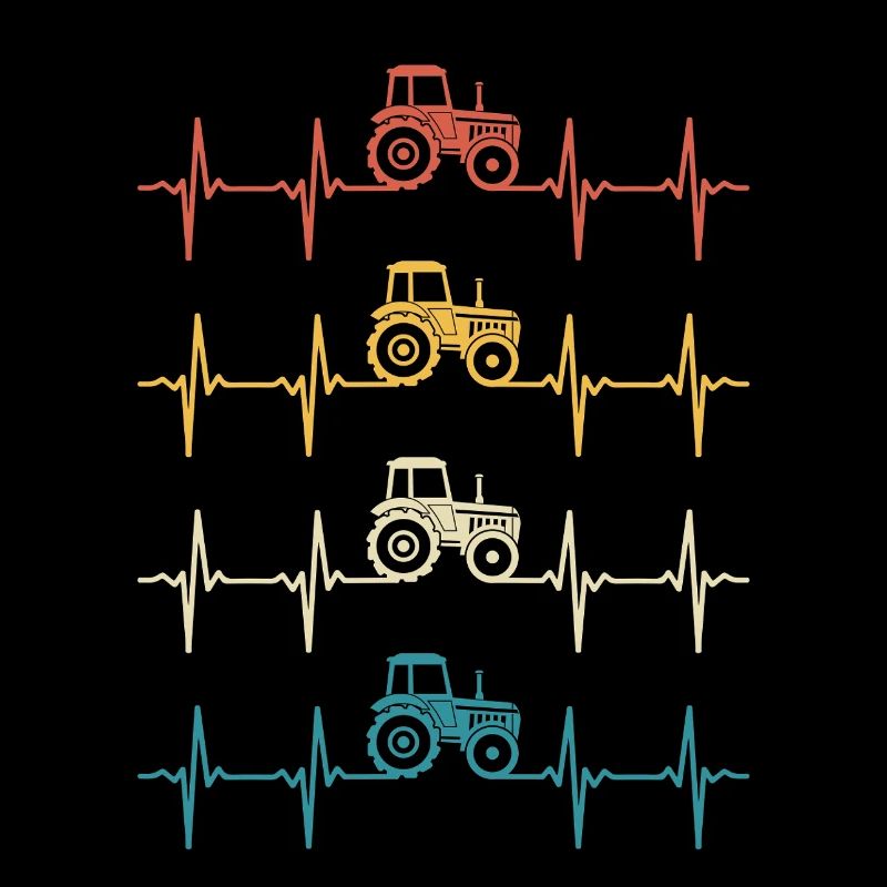 Retro Tractor Heartbeat Farmer