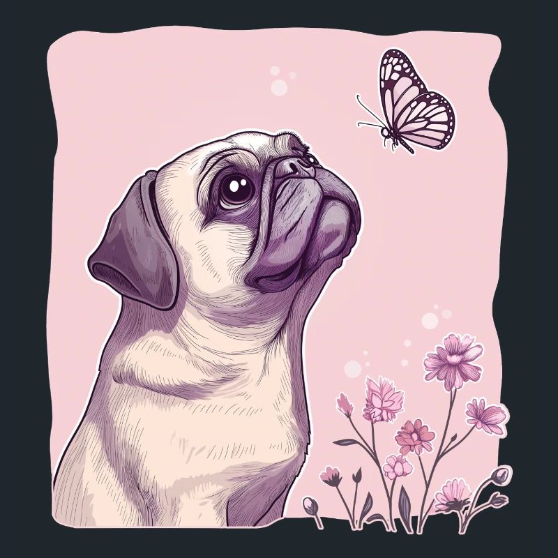 Mops mit Schmetterling