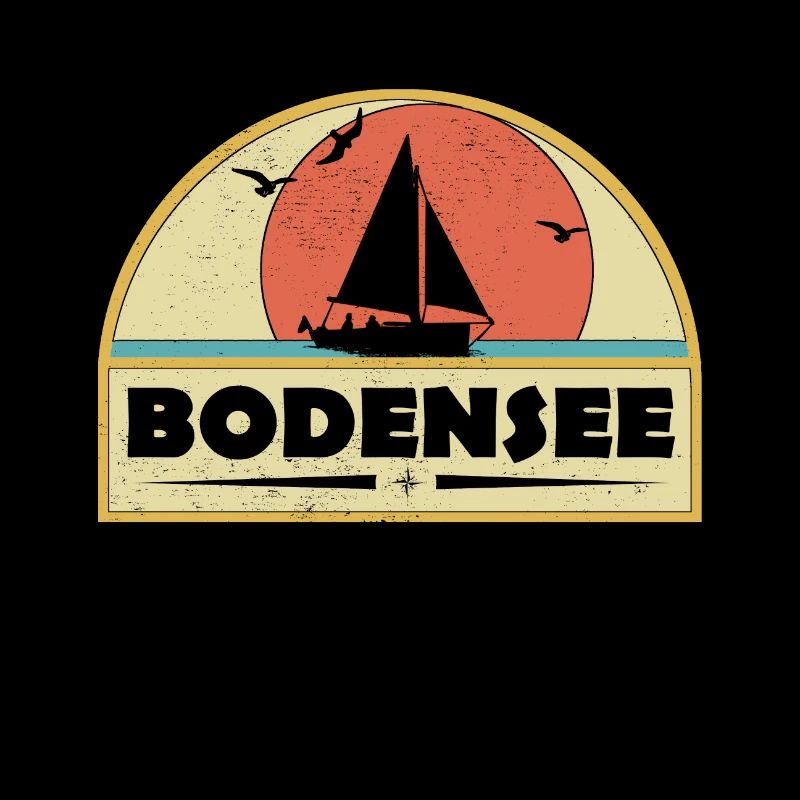Bodensee mit Sonnenuntergang und Segelboot