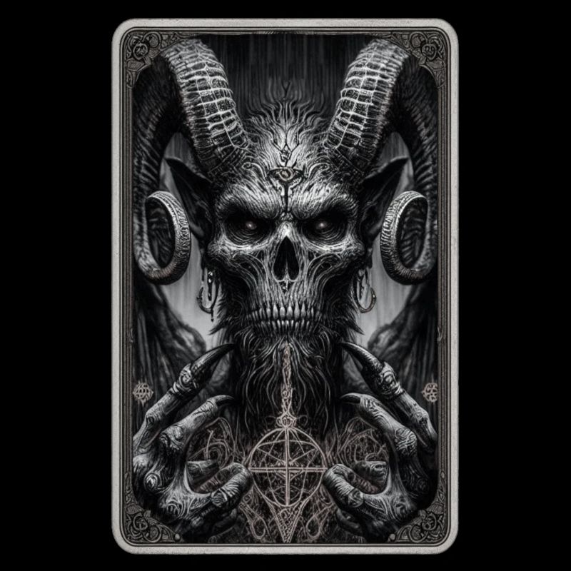 Dämon mit Hörnern und Pentagramm