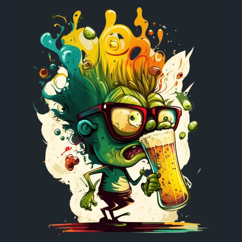 Drôle de petit nerd de bière verte