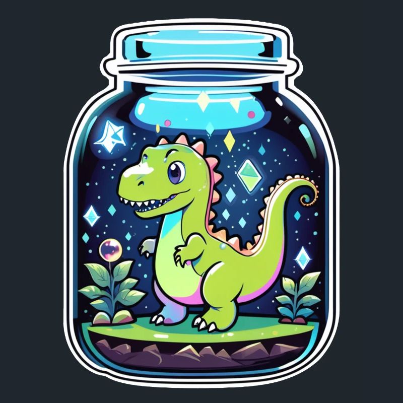 Dinosaur in a Cartoon Jar
