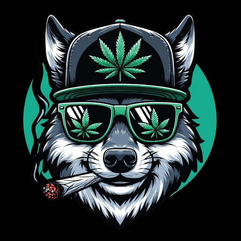 Ein Wolf raucht einen Marihuana-Joint