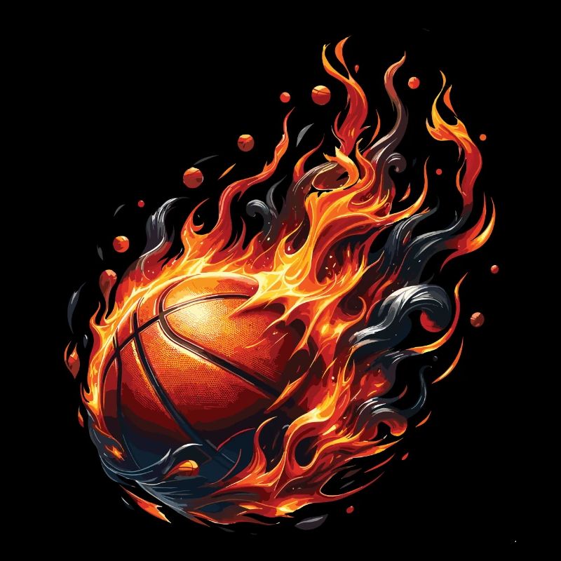 Un ballon de basket en feu